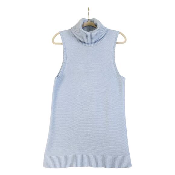 J Crew Factory Womens Sleeveless Turtleneck Sweater Tank Size Medium Powder Blue - Picture 1 of 10